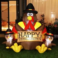 Outdoor 6 Ft. Height Happy Thanksgiving LED Lighted Inflatable Turkey Family 8 Outdoor 6 Ft. Height Happy Thanksgiving LED Lighted Inflatable Turkey Family -The Home Depot Shop vivohome outdoor fall decorations x002444rih 4f 1000
