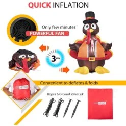 5 Ft. H Thanksgiving Inflatable LED Lighted Turkey With Hat -The Home Depot Shop vivohome outdoor fall decorations x002i0sgt3 44 1000