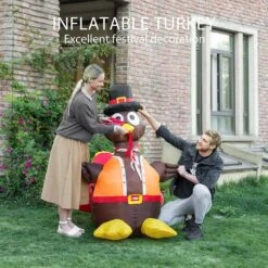 5 Ft. H Thanksgiving Inflatable LED Lighted Turkey With Hat -The Home Depot Shop vivohome outdoor fall decorations x002i0sgt3 4f 1000