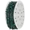 500 Ft. C9/E17 Christmas Light Socket Stringer Spool With 12 In. Spacing, Green Wire