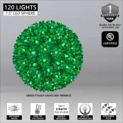 7.5 In. 120-Light LED Green Decorative Starlight Sphere -The Home Depot Shop wintergreen lighting christmas novelty lights 76488 4f 1000