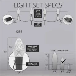 OptiCore 24 Ft. 25-Light LED Blue Faceted C7 String Light Set -The Home Depot Shop wintergreen lighting christmas string lights 77717 1f 1000