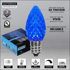 OptiCore 24 Ft. 25-Light LED Blue Faceted C7 String Light Set -The Home Depot Shop wintergreen lighting christmas string lights 77717 4f 1000