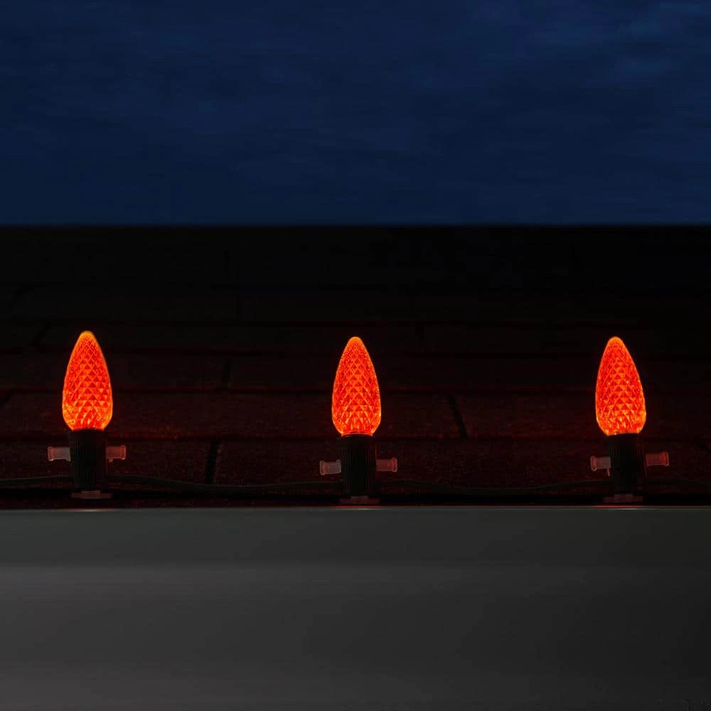 OptiCore 24 Ft. 25-Light Orange LED Faceted C9 String Light Set 6 OptiCore 24 Ft. 25-Light Orange LED Faceted C9 String Light Set - Image 6