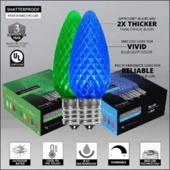 OptiCore 49 Ft. 50-Light LED Blue And Green Faceted C9 String Light Set 9 OptiCore 49 Ft. 50-Light LED Blue And Green Faceted C9 String Light Set -The Home Depot Shop wintergreen lighting christmas string lights 80174 4f 1000