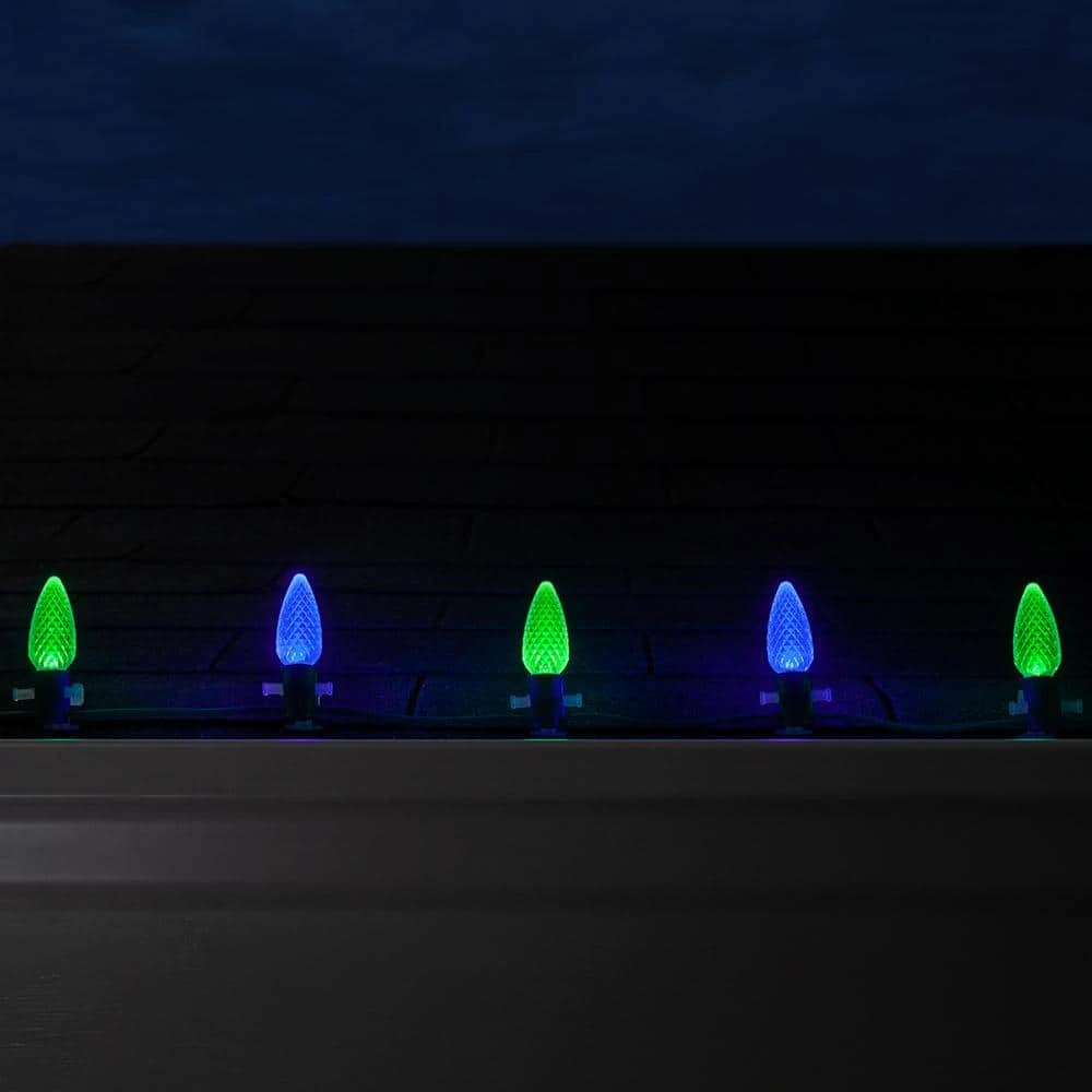 OptiCore 49 Ft. 50-Light LED Blue And Green Faceted C9 String Light Set 6 OptiCore 49 Ft. 50-Light LED Blue And Green Faceted C9 String Light Set - Image 6