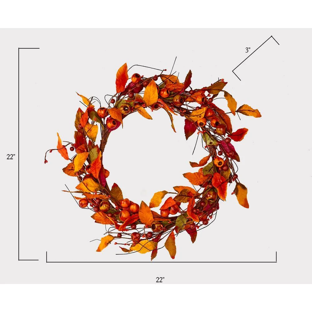 22 In. Artificial Fall Leaf And Pod Wreath 2 22 In. Artificial Fall Leaf And Pod Wreath - Image 2
