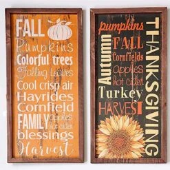 19.5 In. X 10.5 In. Wood Autumn Sign/Tray (Set Of 2)