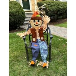 60 In. Sitting Scarecrow -The Home Depot Shop worth imports outdoor fall decorations 2261 31 1000