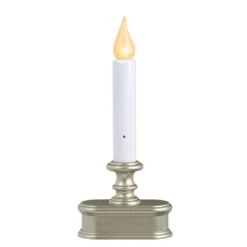 8.75 In. Pewter Amber LED Economy Battery Operated Candle With Base