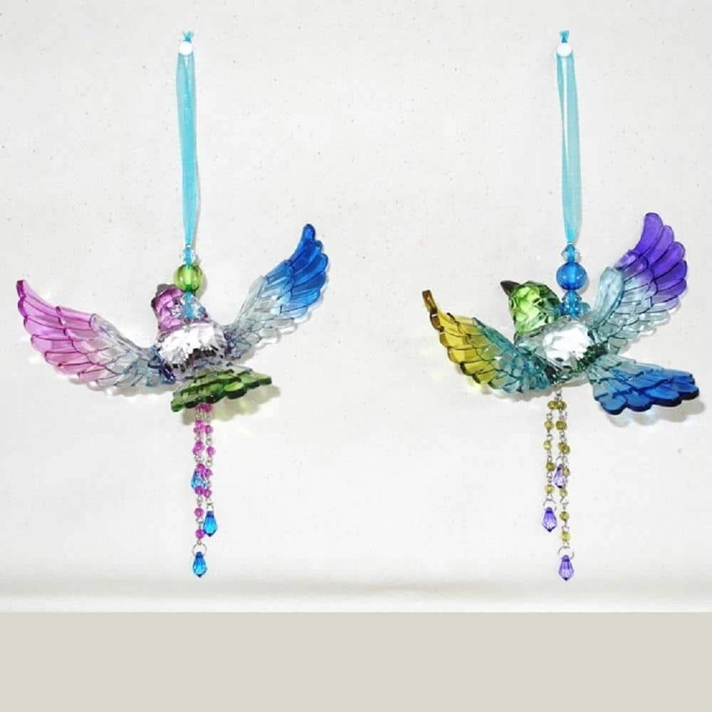 6 In. Acrlyic Blue Jay Ornaments With Beaded Tassel (Set Of 6) 1 6 In. Acrlyic Blue Jay Ornaments With Beaded Tassel (Set Of 6)