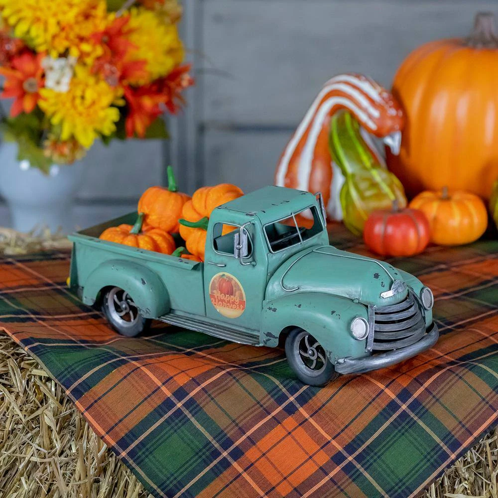 5.75 In. Tall Country Style Green Pickup Truck With Removable Pumpkins 3 5.75 In. Tall Country Style Green Pickup Truck With Removable Pumpkins - Image 3