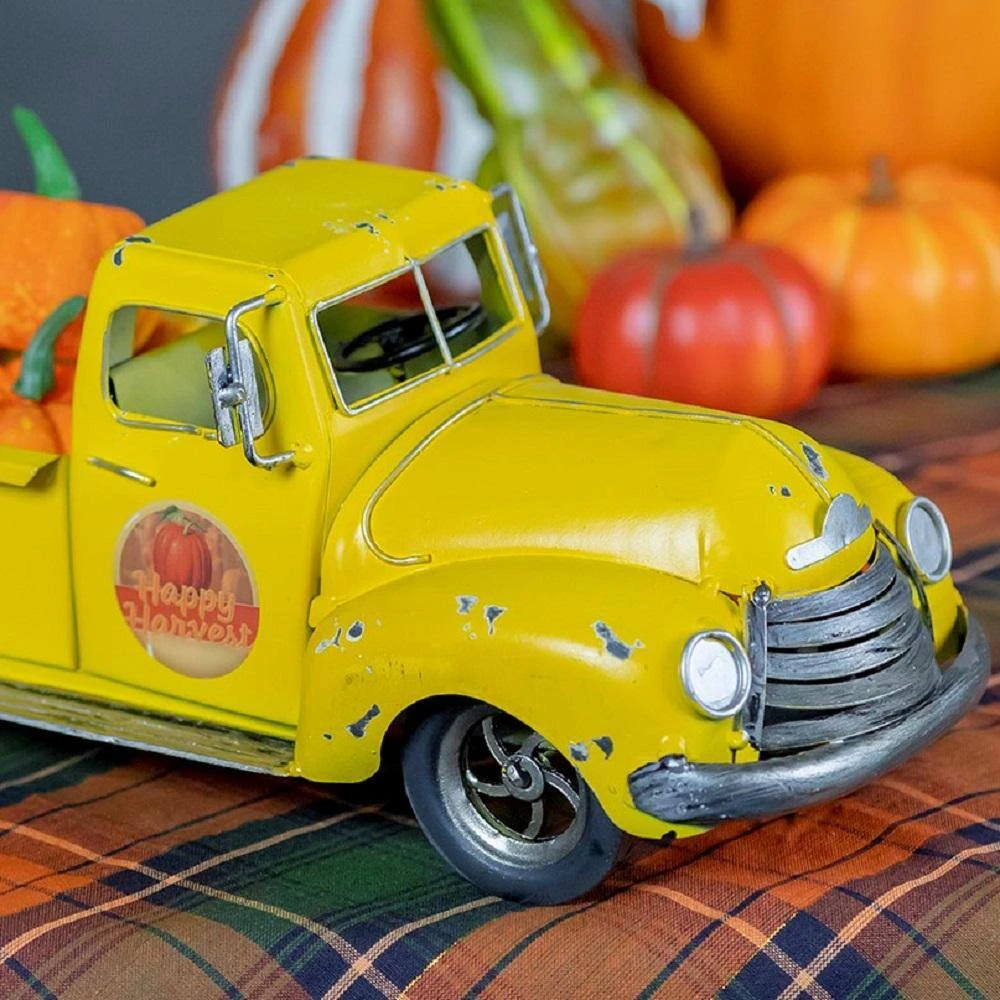 5.75 In. Tall Country Style Yellow Pickup Truck With Removable Pumpkins 3 5.75 In. Tall Country Style Yellow Pickup Truck With Removable Pumpkins - Image 3